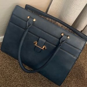 Faux leather Navy Blue Handbag